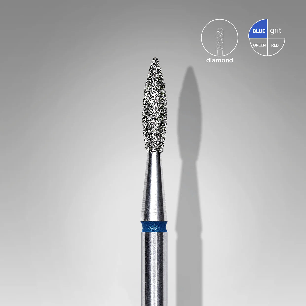 Punta Diamantata Fiamma Appuntita, Blu, Diametro 2.1 mm - Lunghezza Punta 8 mm