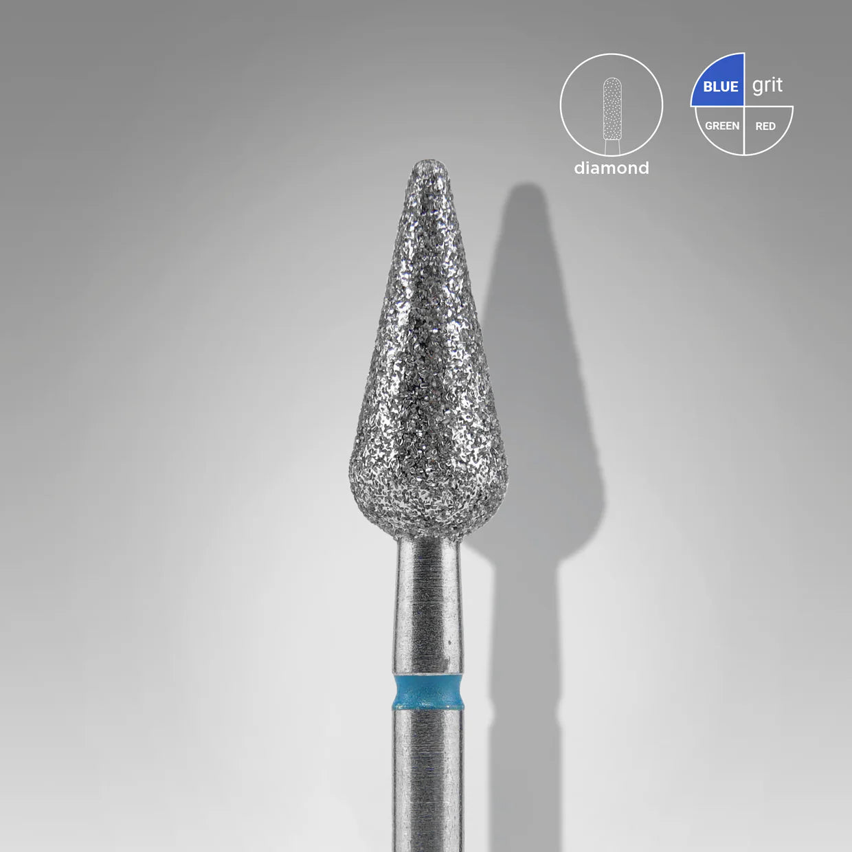 Fresa diamantata «Pera acuta» blu, diametro 5 mm.