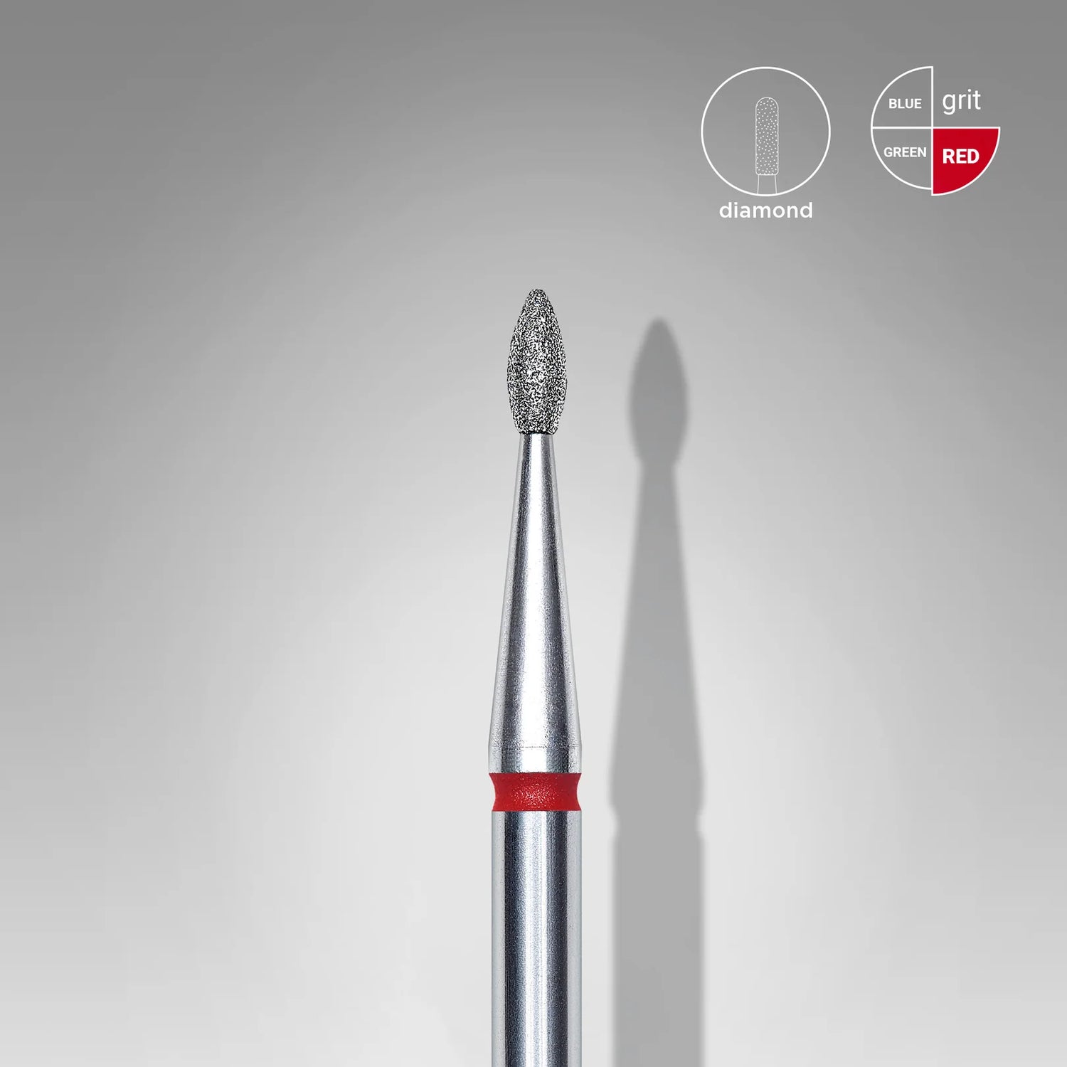 Punta Diamantata Goccia, rosso, Diametro 1,6 mm - Lunghezza punta 4 mm